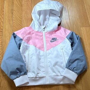Nike White, Pink, and Gray Hooded Jacket